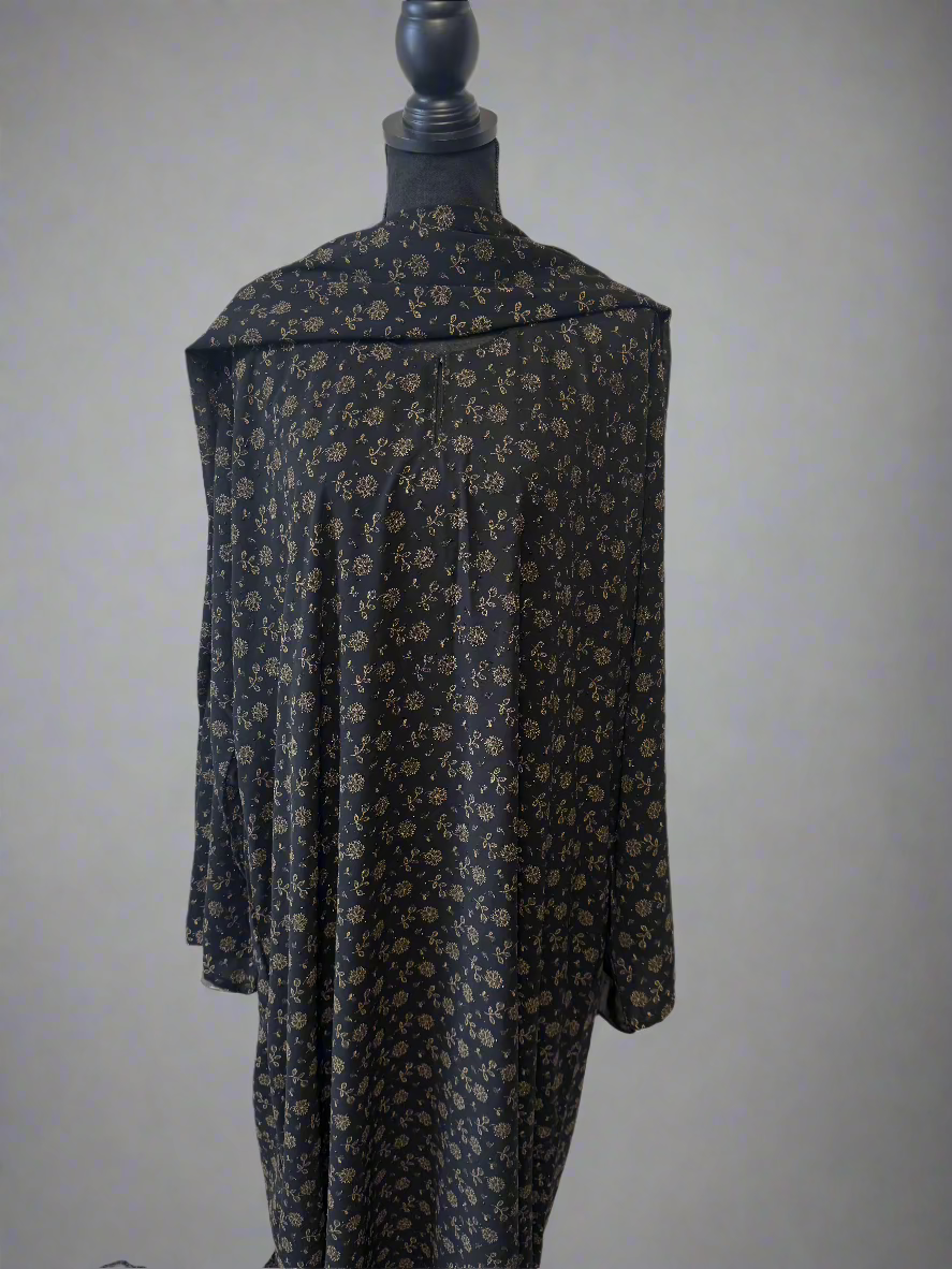 rhinestone flower printed abaya
