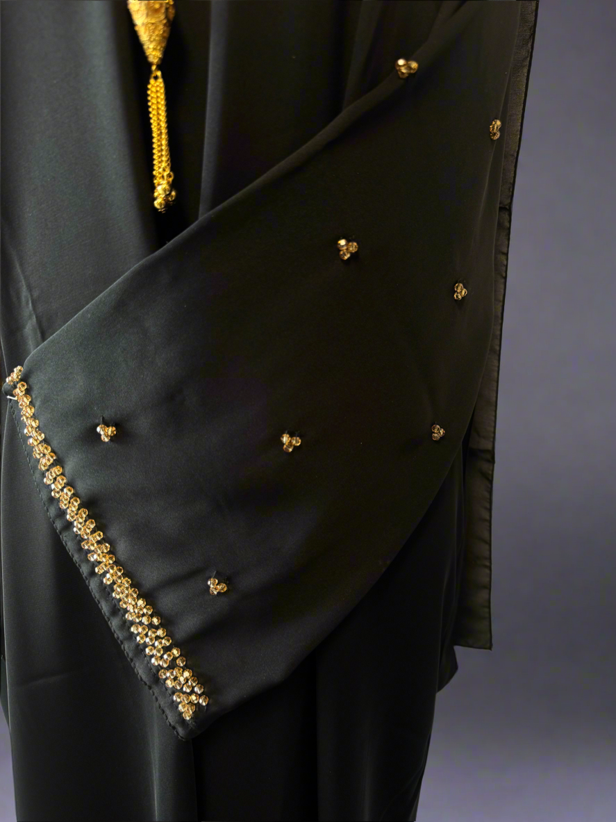 Gold rhinestone abaya
