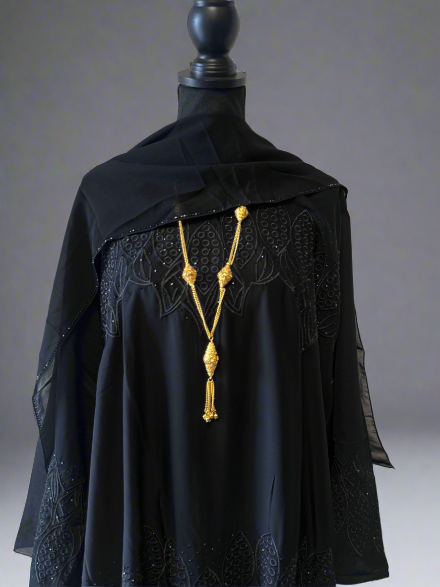 Black embroidered abaya