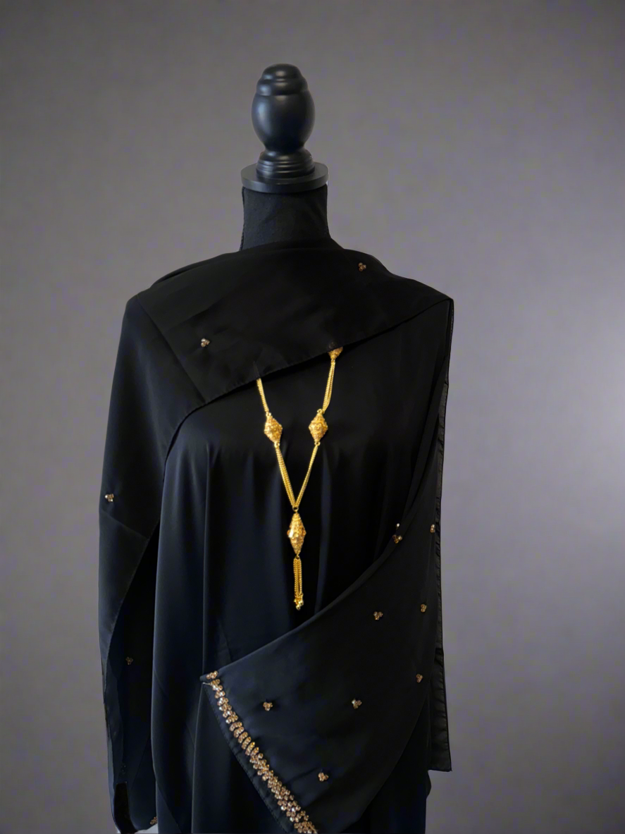 Gold rhinestone abaya
