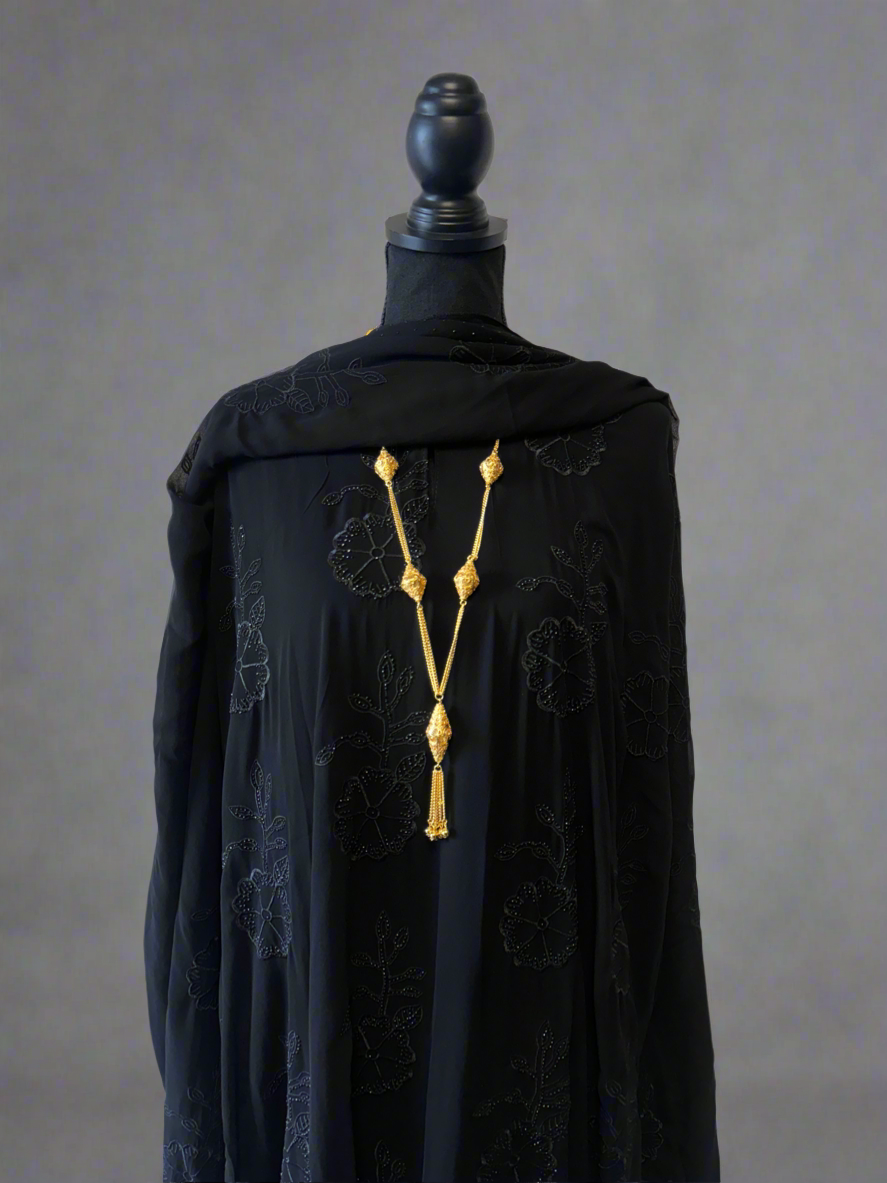 Black rhinestone abaya