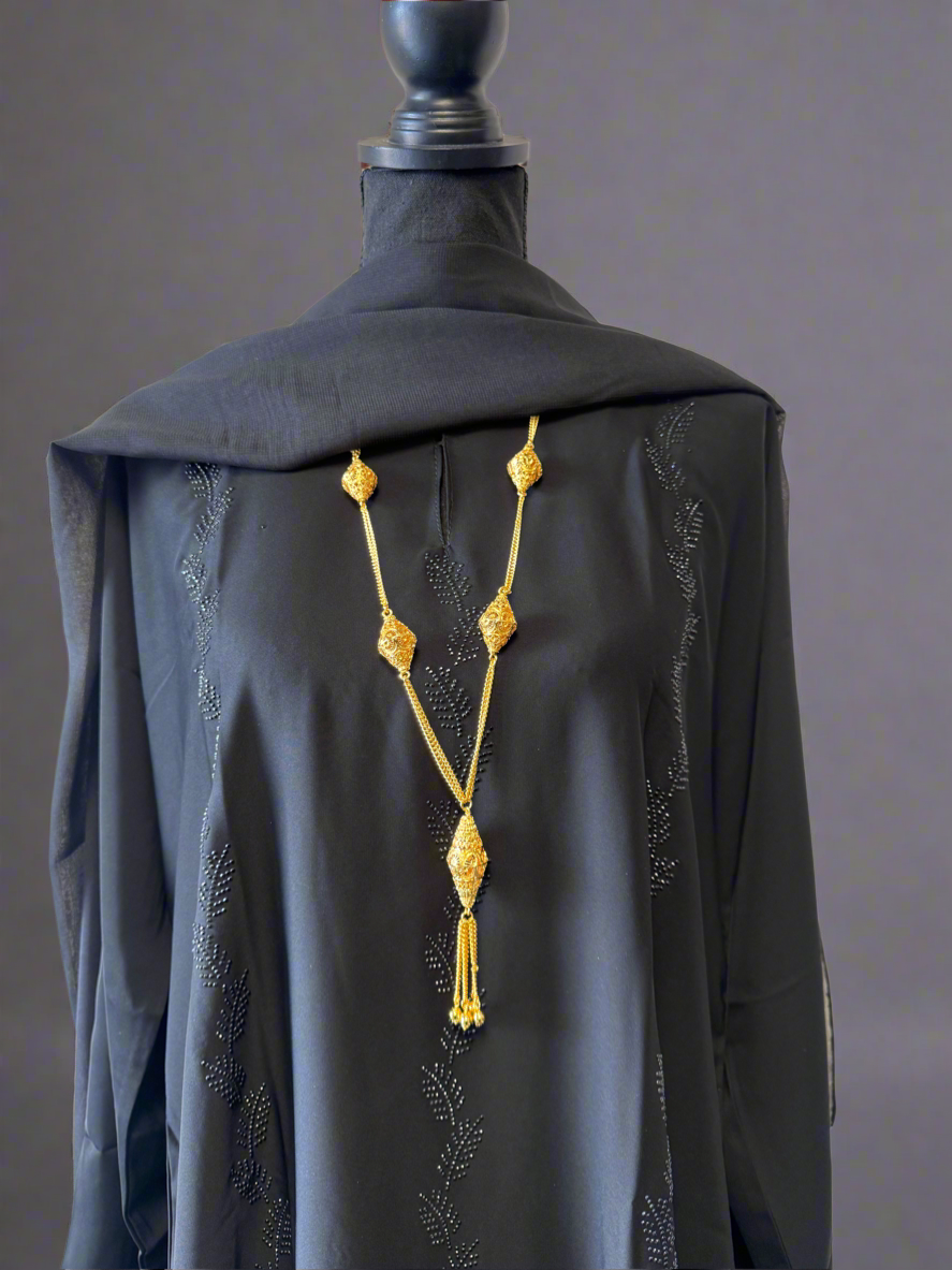 Black Rhinestone Abaya