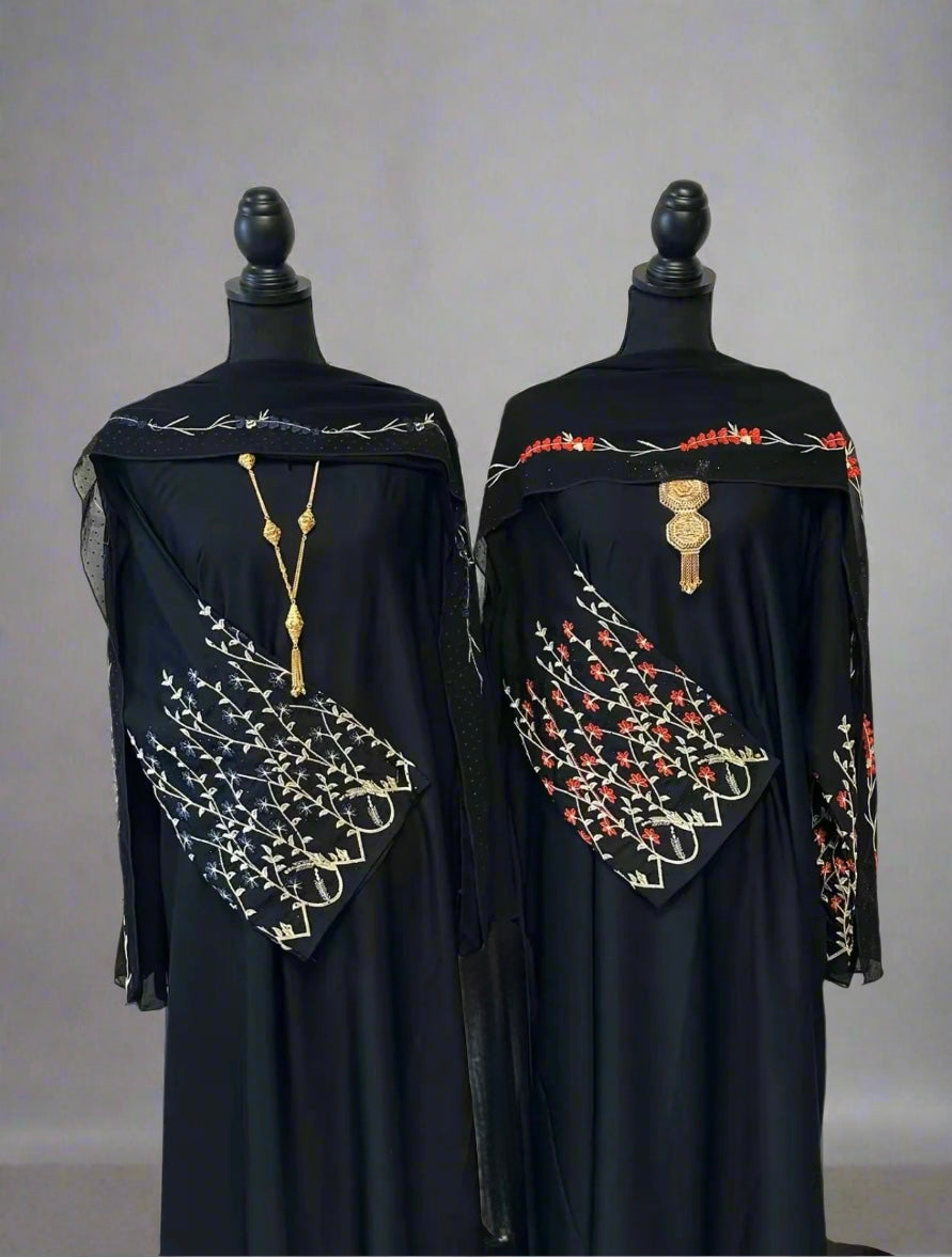 simple sleeve embroidery abaya