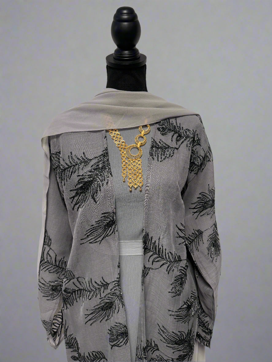 embroidered 3 pc abaya