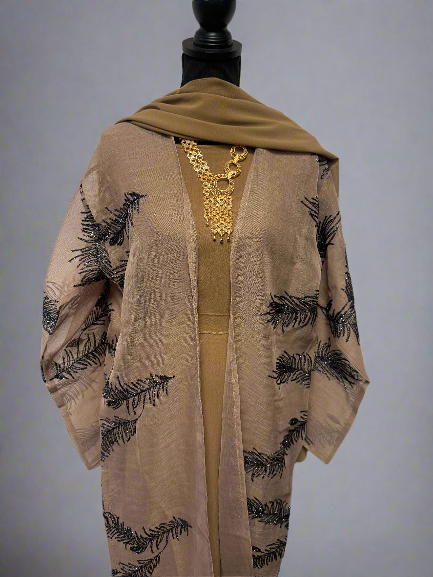 embroidered 3 pc abaya