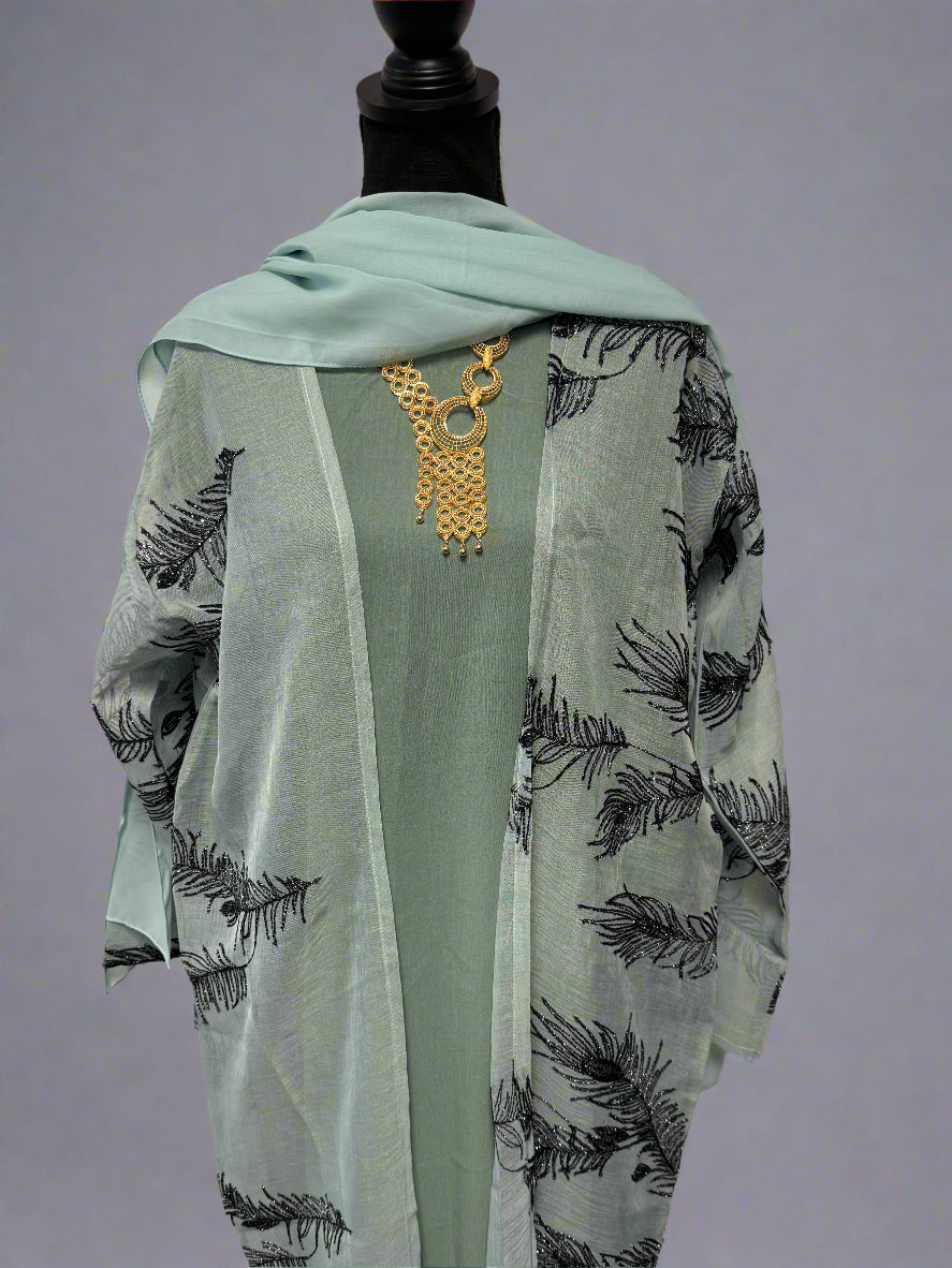 embroidered 3 pc abaya