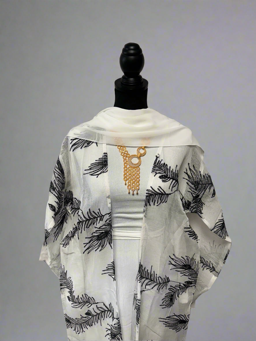 embroidered 3 pc abaya