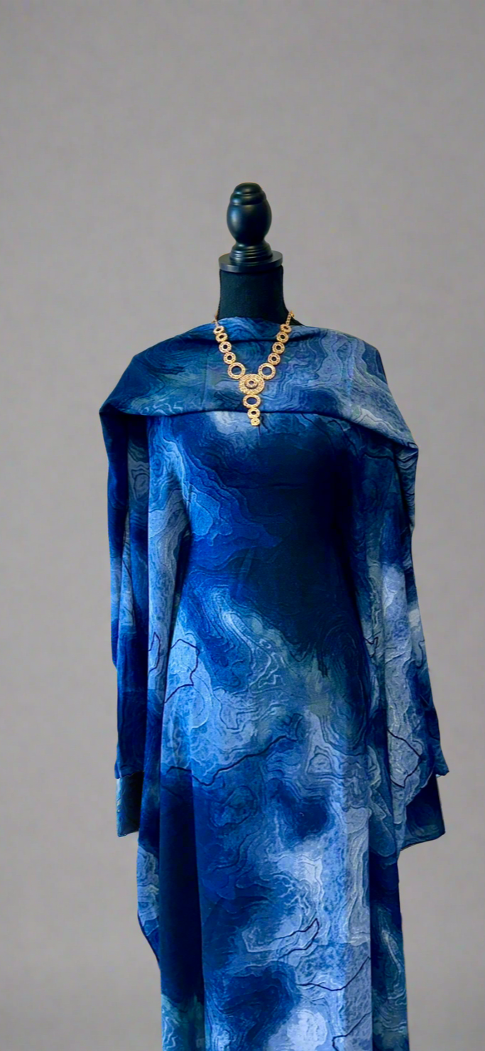 marble butterfly abaya