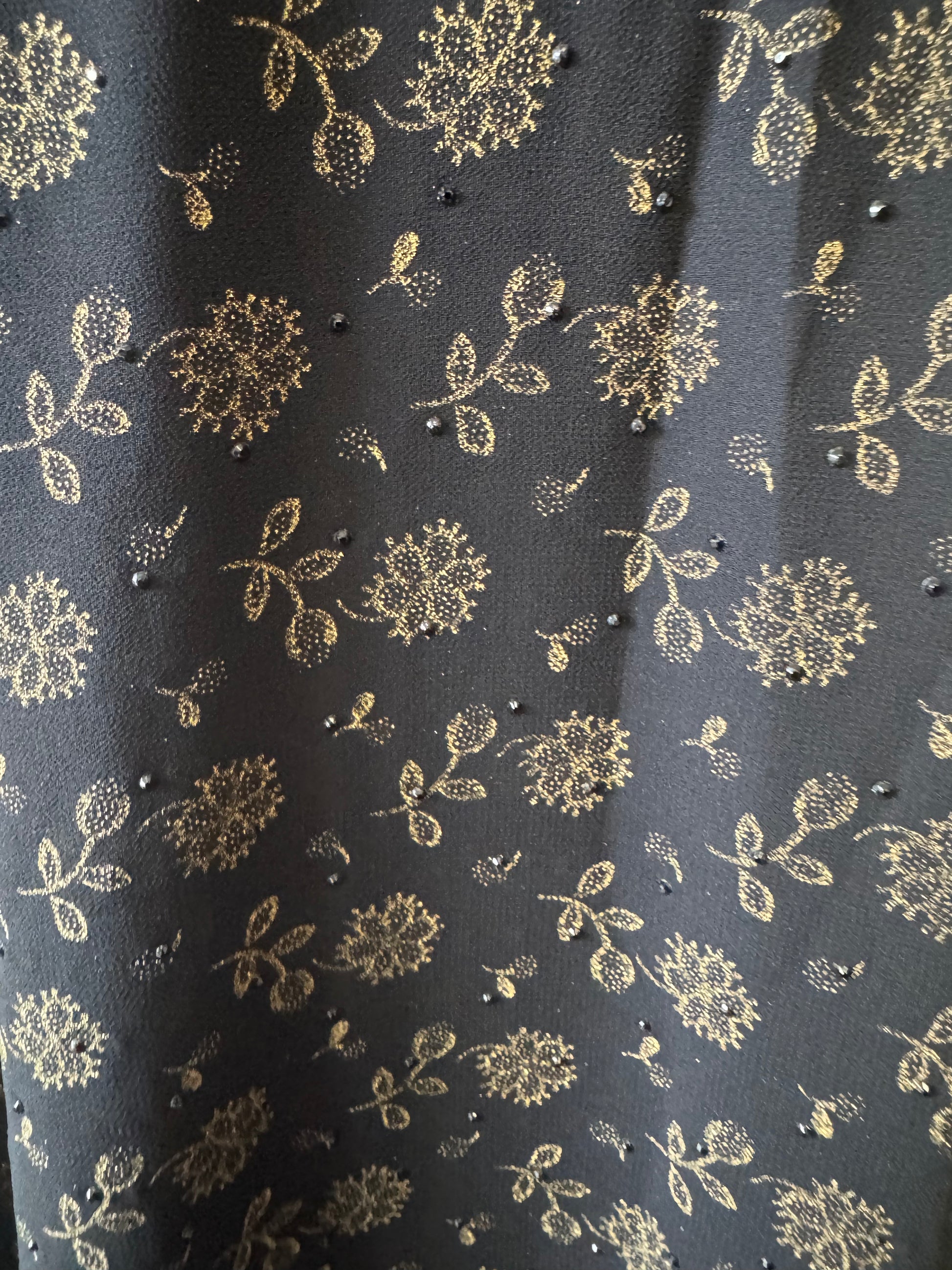 rhinestone flower printed abaya