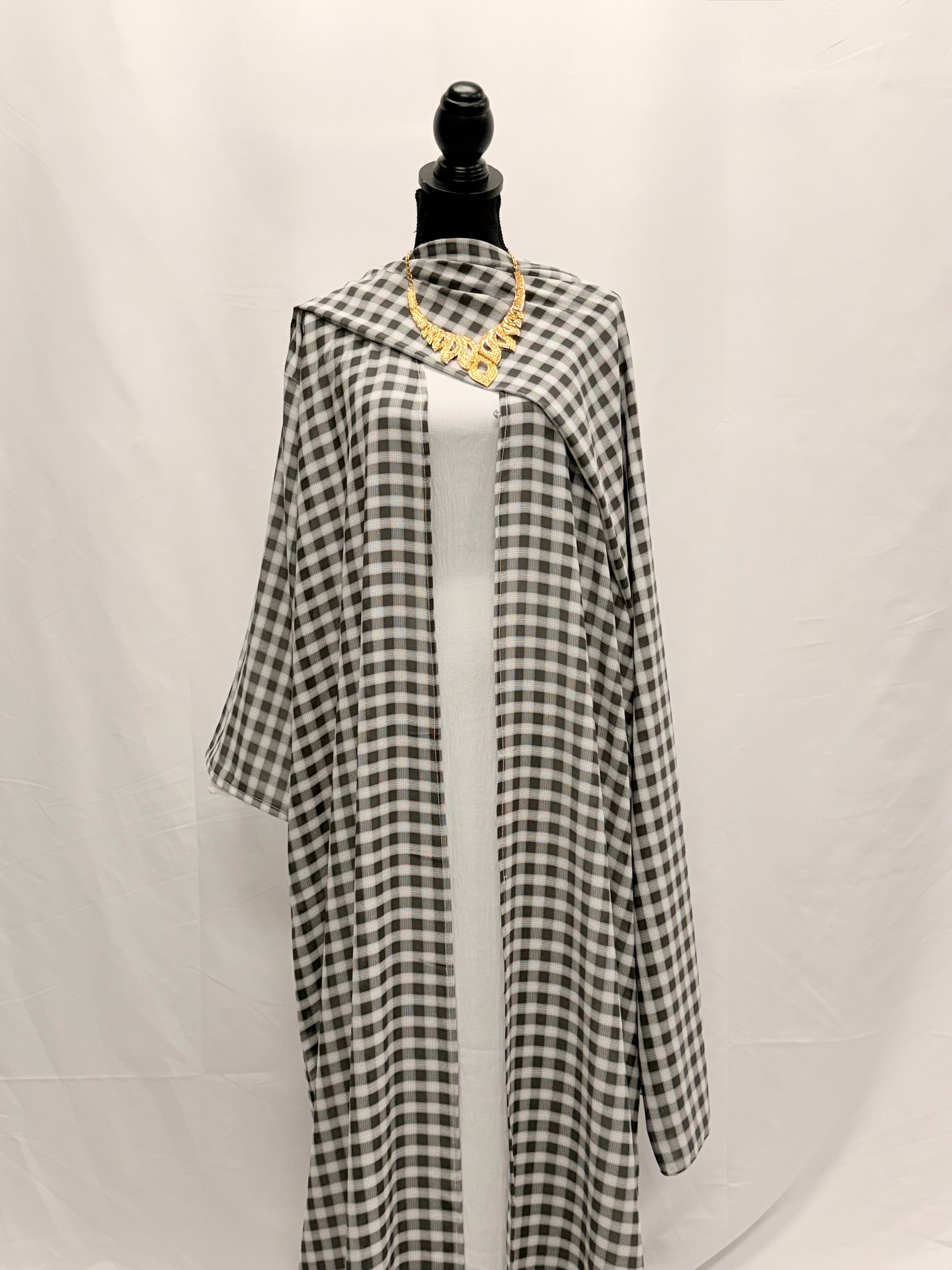 3pc plaid abaya set
