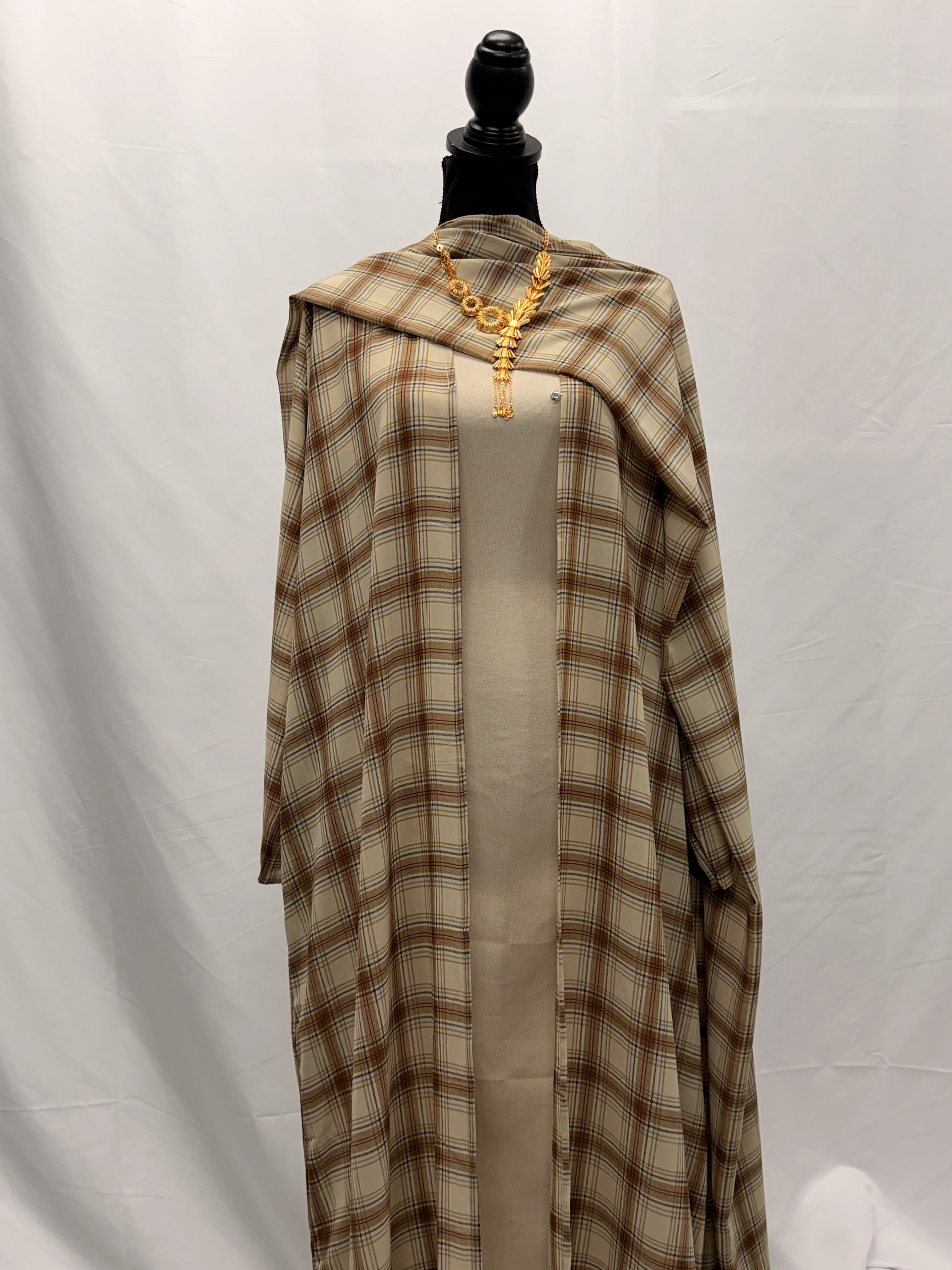 3pc plaid abaya set
