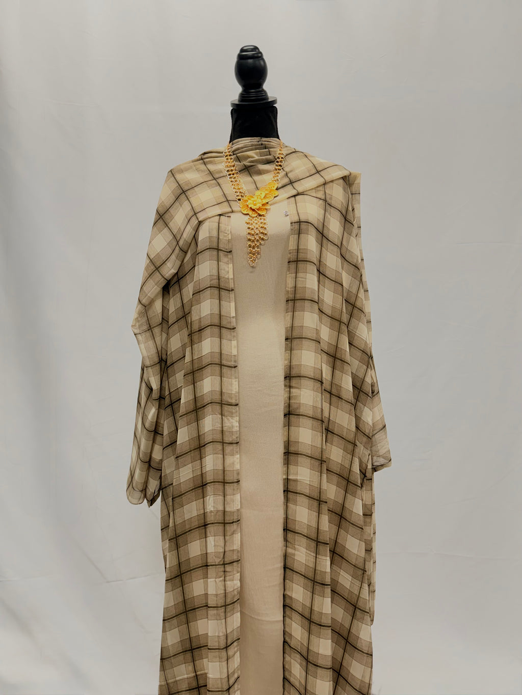 3pc plaid abaya set