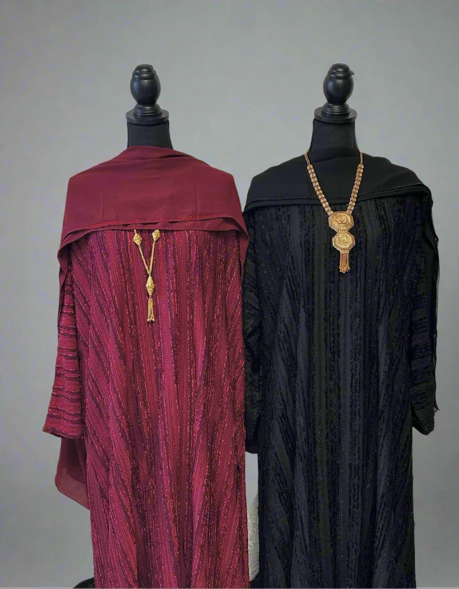 textured rhinestone abaya