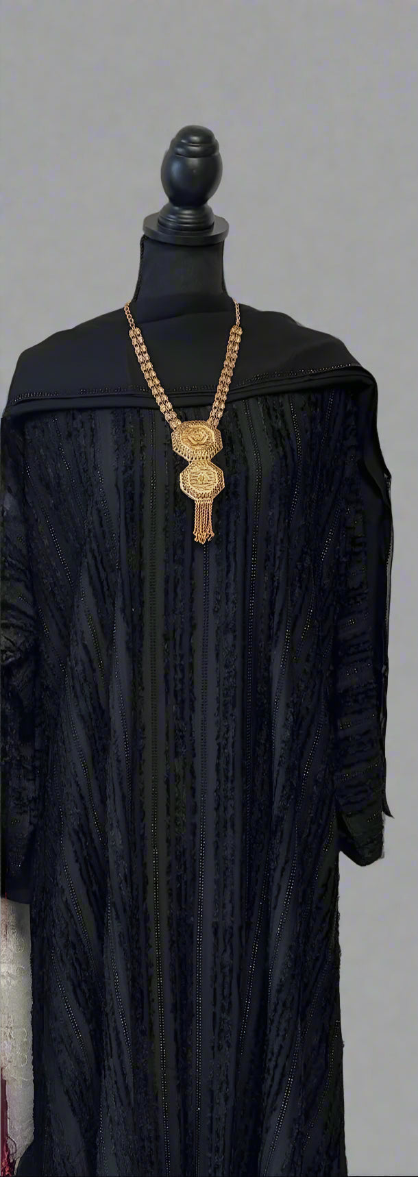textured rhinestone abaya