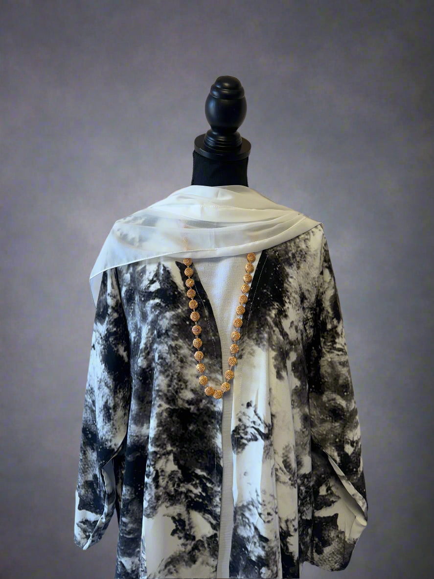 3 pc two toned marble abayas