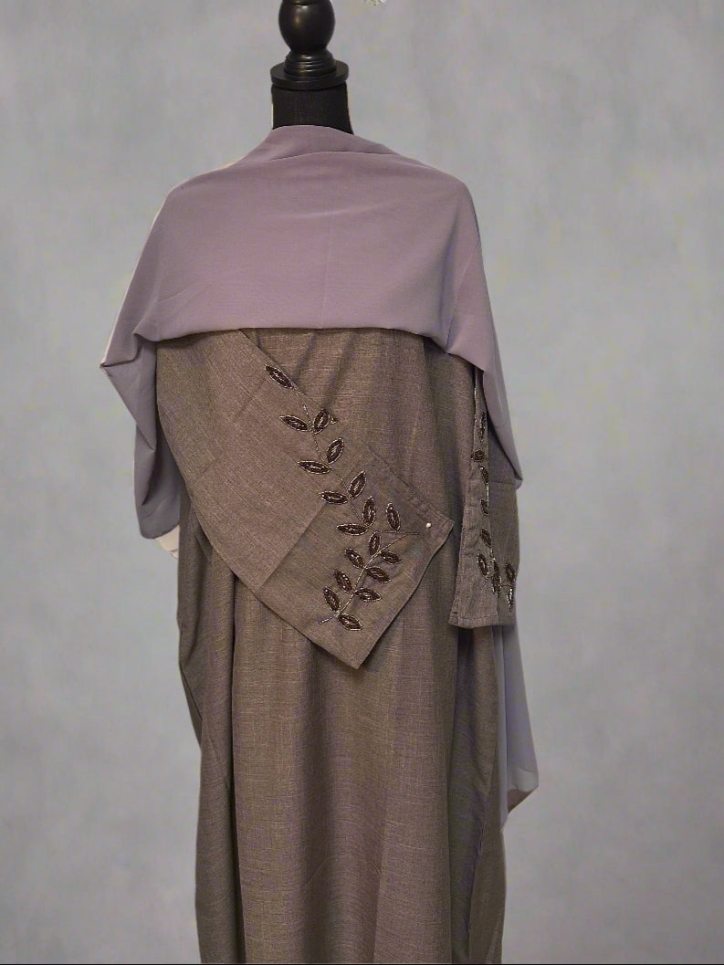 Embroidered linen abayas
