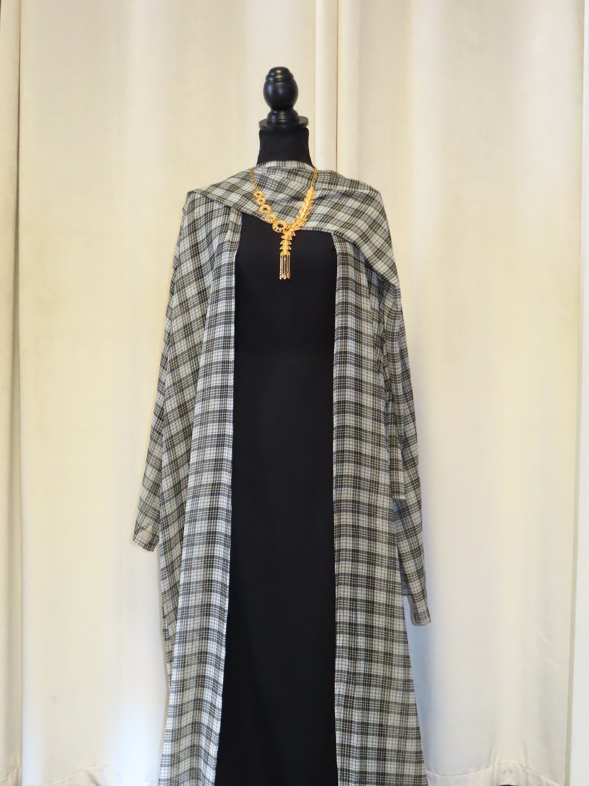 3pc plaid abaya set