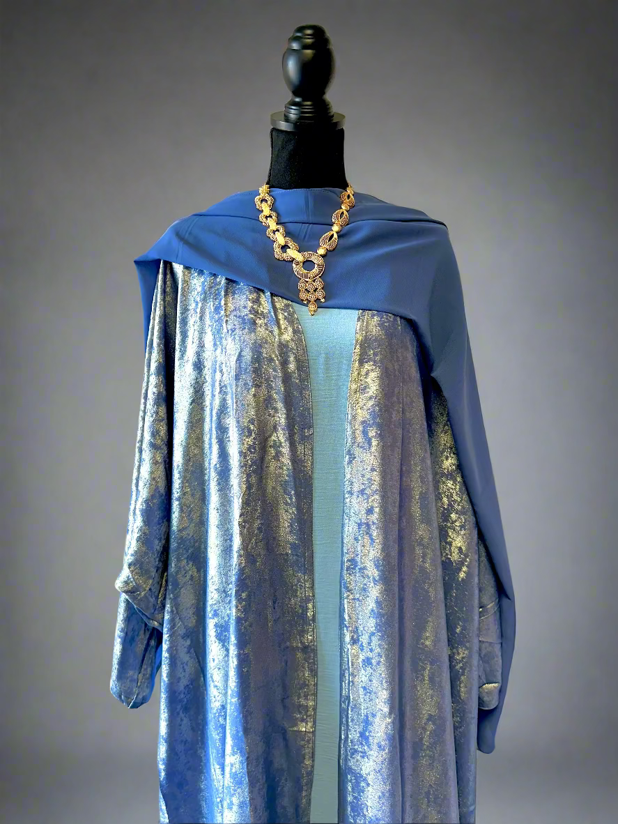 3 pc metallic abayas