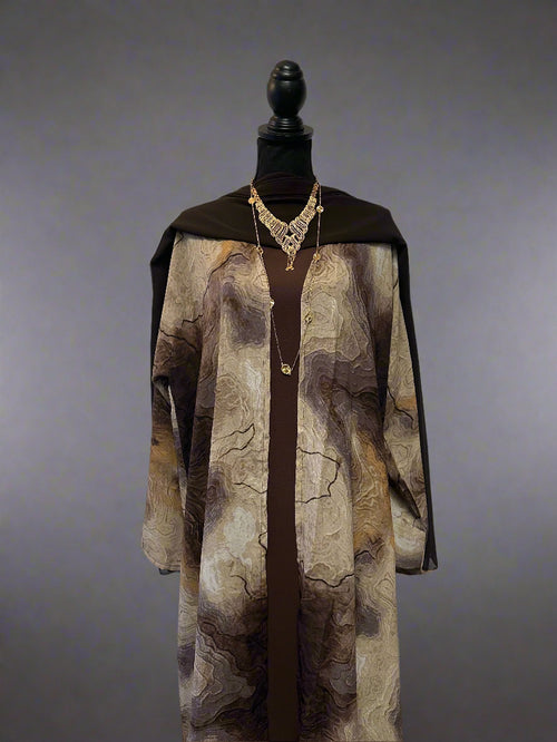 3 pc open marble abaya