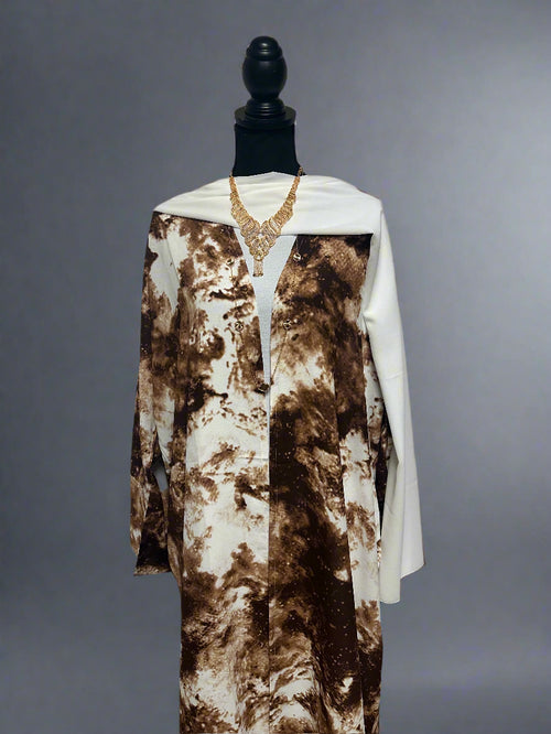 3 pc two toned marble abayas